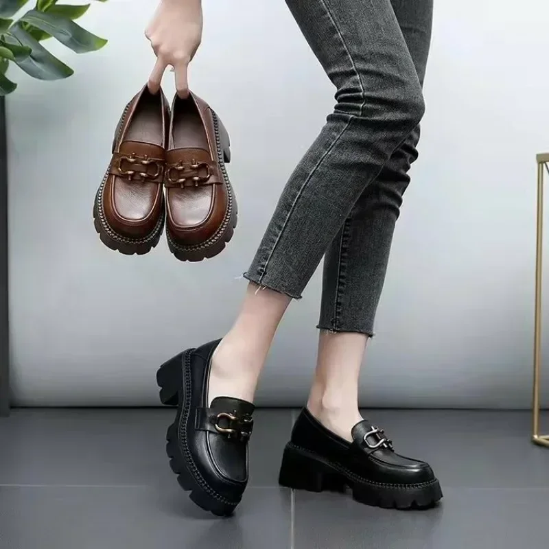 2024-Women-s-Shoes-Loafers-Women-s-High-Heels-Fashion-Metal-Decoration-Office-Professional-Round-Toe-3