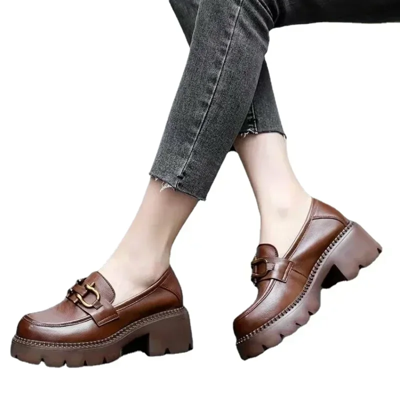 2024-Women-s-Shoes-Loafers-Women-s-High-Heels-Fashion-Metal-Decoration-Office-Professional-Round-Toe-4